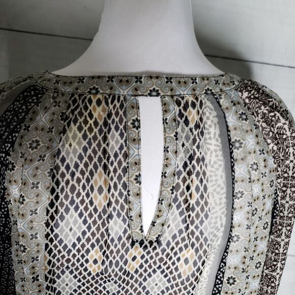 Fig & Flower semisheer top peasant sleeve boho PM - Picture 2 of 6